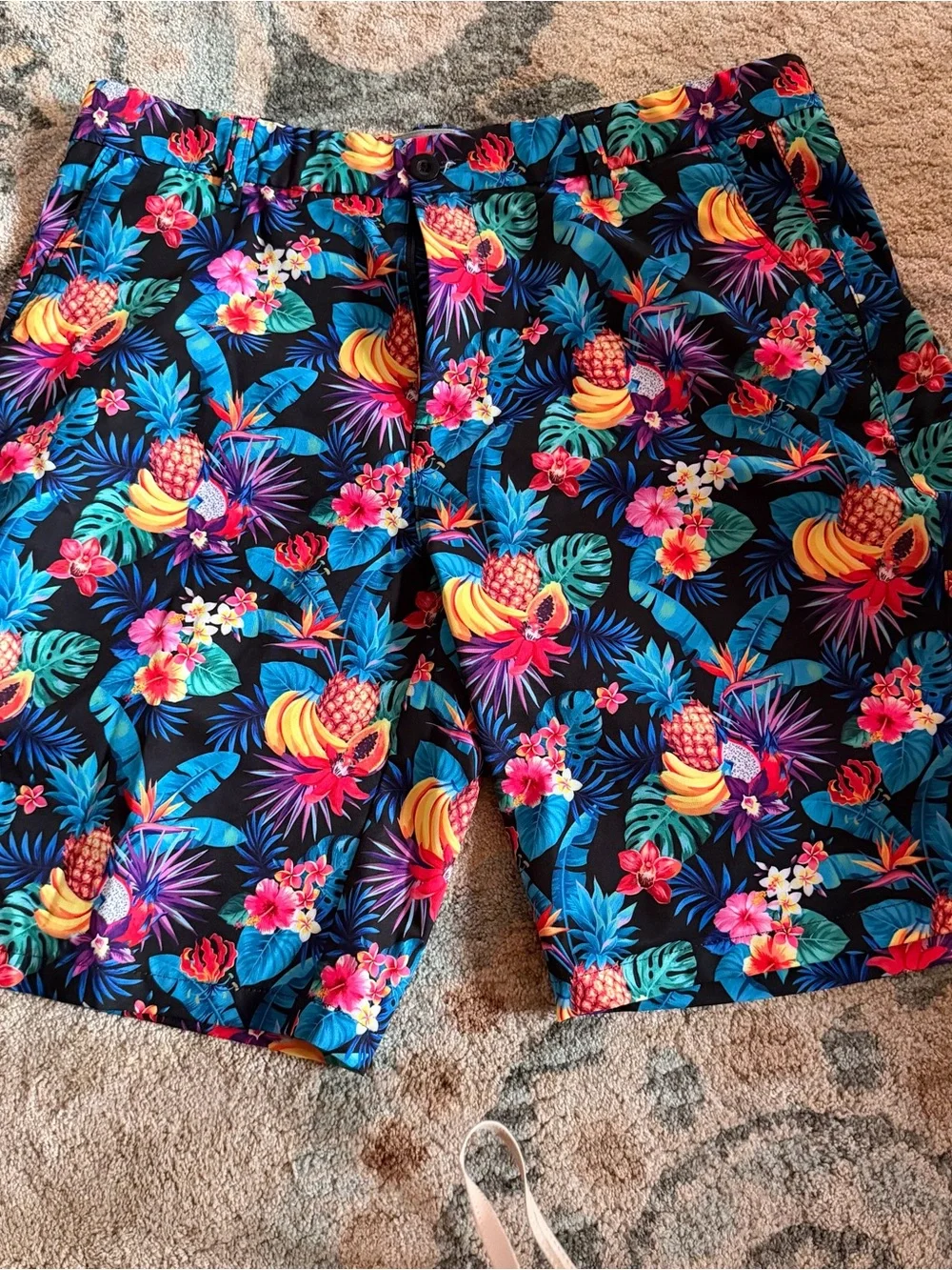 Men’s Hreski Black Tropical Floral Golf Shorts - Hawaiian